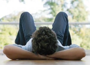 man lying on back