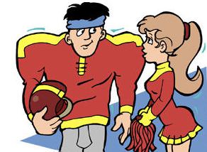 football player cheerleader