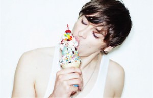man eating ice cream