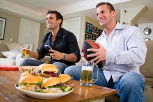 men watching football on tv