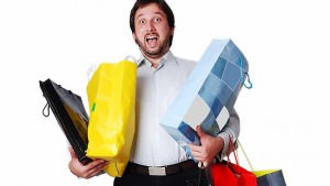 man shopping bags