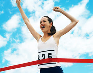 woman finish line