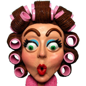 woman wearing curlers