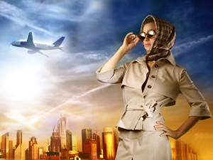 woman airplane