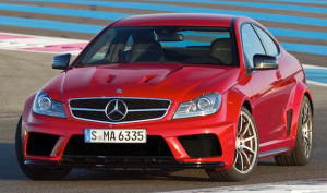 mercedes red coupe
