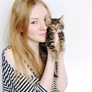 woman kitten