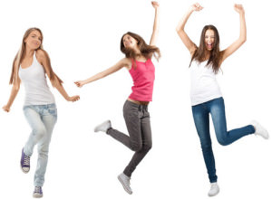 girls happy