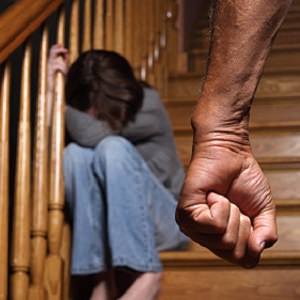 man threatening woman