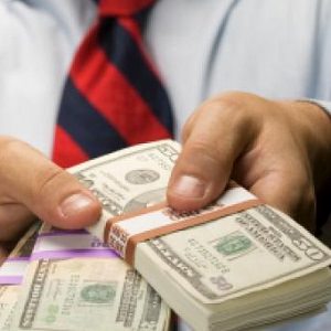man giving money