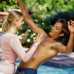 woman pushing man
