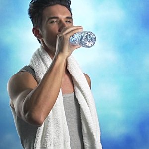 man drinking water