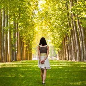 woman trees