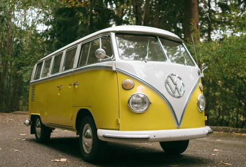 car 1965 volkswagon bus yellow